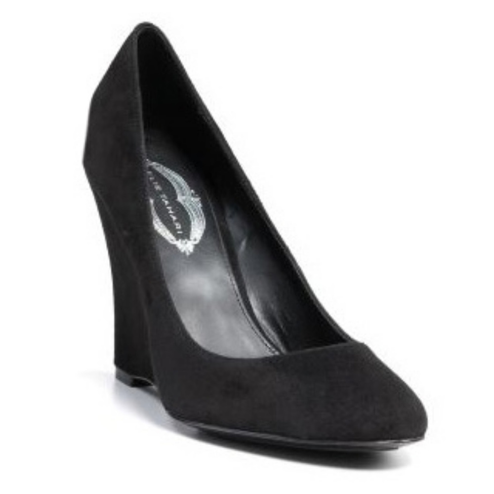 Elie Tahari Black Suede Annie Wedge